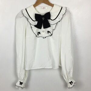 NWT Devil Inspired Bows and Ruffles Long Sleeve Blouse size L
